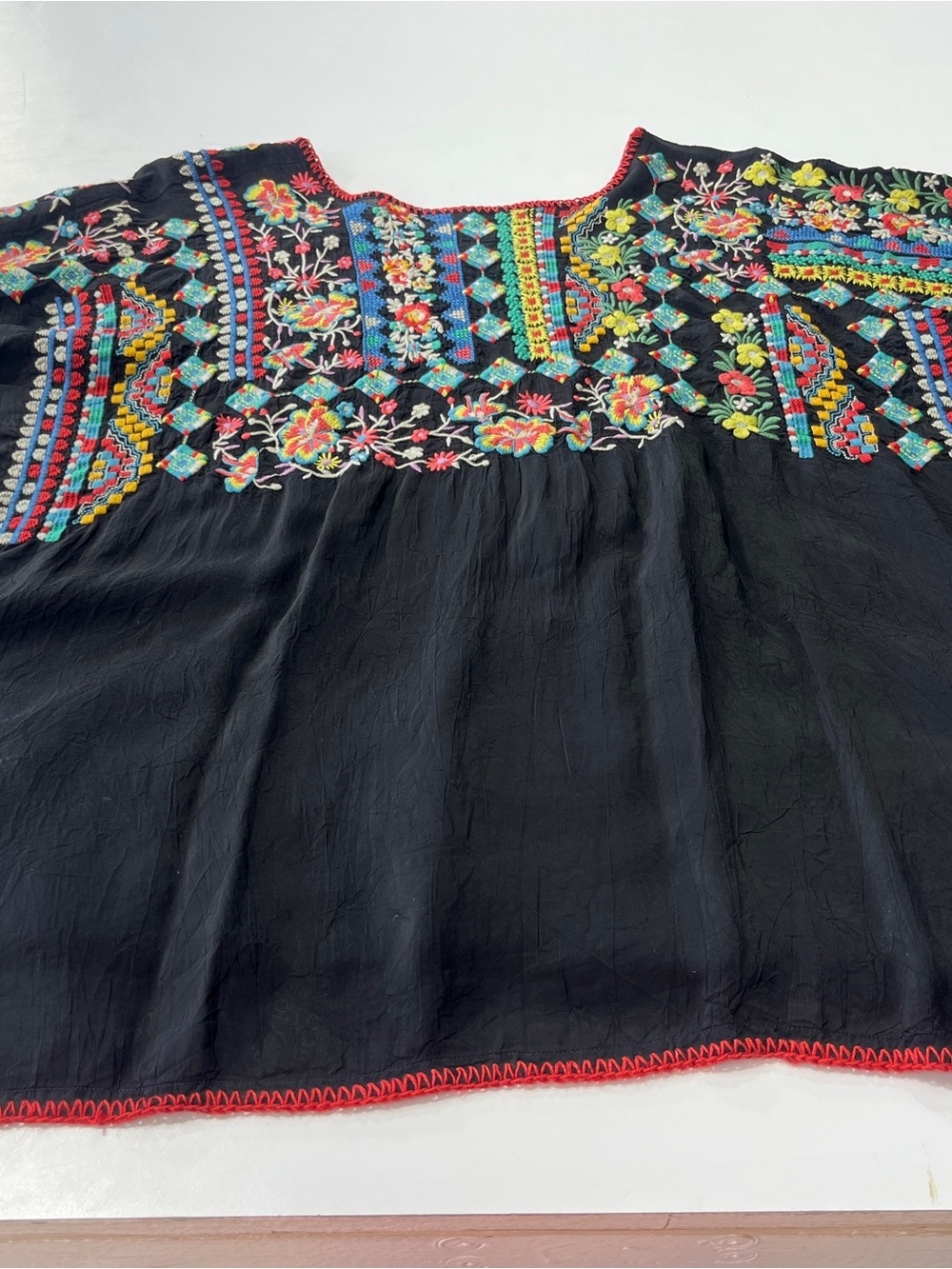 Johnny Was Black Multicolor Embroidered Boho Tunic - Picture 13 of 16